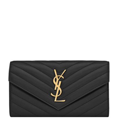 Saint Laurent Large Cassandre Matelassé Envelope Wallet In Black