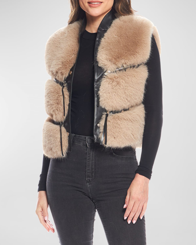 Fabulous Furs La Moda Fox Faux Fur Waistcoat In Stone