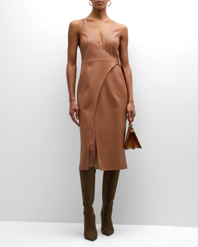 knee length dresses for ladies L'AGENCE Tazia Scoop Neck A Line Dress in Black