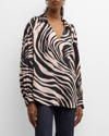 FINLEY DAVY TIGER-PRINT SATIN TOP