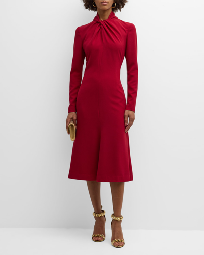 Rickie Freeman For Teri Jon Twist-neck A-line Crepe Midi Dress In Red ...