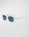 Dior Pacific S1u Rectangle-frame Sunglasses In Shiny Pink Smoke