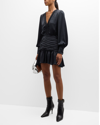 Ramy Brook Women's Faith Satin Ruched Mini Dress In Black