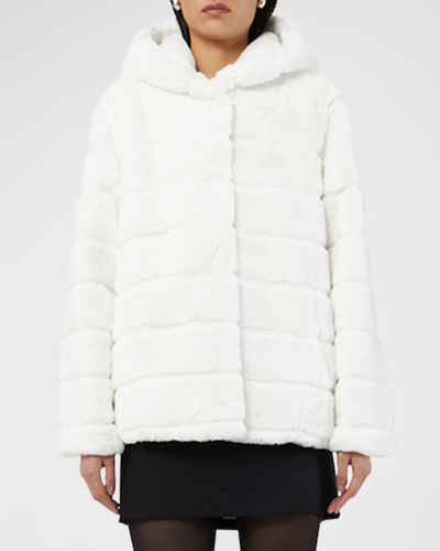 Apparis Goldie Faux Fur Quilted Short Jacket In Ivory
