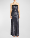 ml Monique Lhuillier Reese Strapless Sequin Column Gown In Midnight