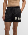 Represent Black Swim Shorts With Elastic Drawstring Waist And Logo Lettering Print In Tech Fabric Man In Black