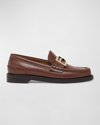 Fendi Baguette Leather Buckle Loafers In F1m8l Acorn