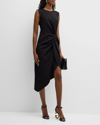 DOLCE & GABBANA TWISTED SLEEVELESS JERSEY ASYMMETRIC-HEM DRESS