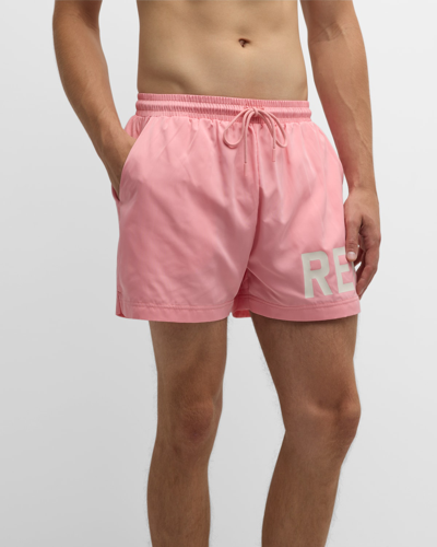 Represent Mens Flamingo Pink Brand-typography Quick-drying Swim Shorts In Pink