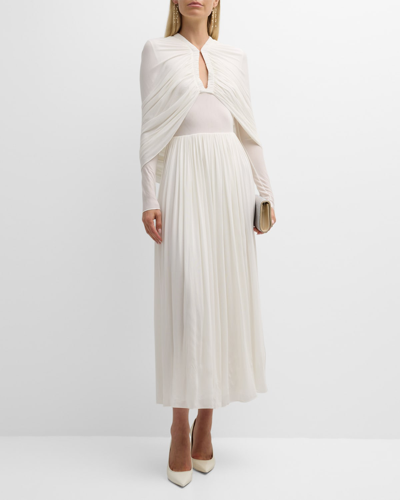 Ferragamo Drape Jersey Dress In White | ModeSens