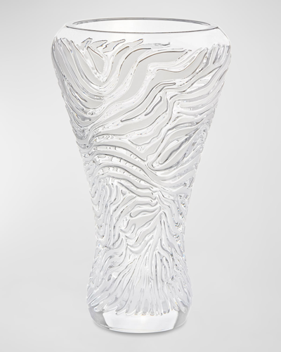 Lalique Zebra Crystal Vase In Clear