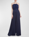 ONE33 SOCIAL PLEATED STRAPLESS WIDE-LEG JUMPSUIT