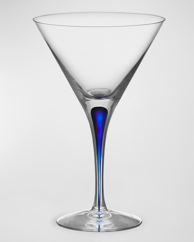 Orrefors Intermezzo Blue Martini Glass In Clear/blue