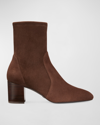 STUART WEITZMAN YULIANA STRETCH SUEDE ANKLE BOOTIES