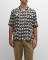 Palm Angels Men's Dripping Palms Camp Shirt In Black Off