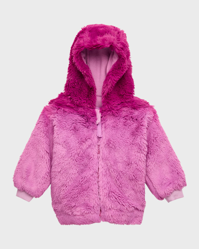 Splendid Kids' Girl's Dip-dye Faux-fur Coat In Deep Purple