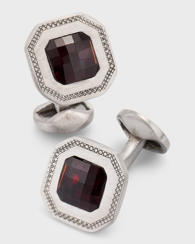 Tateossian Men's Garnet Checkerboard Cufflinks In Red