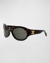 Celine Bold 3 Dots Square Sunglasses In Dark Havana Smoke
