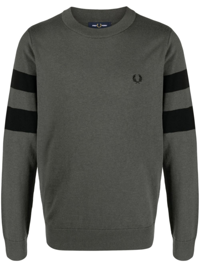 Fred Perry Fp Tipped Sleeve Jumper Clothing In Green