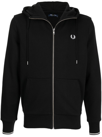 Fred Perry Fp Hooded Zipper Through Sweatshirt Clothing In Blue