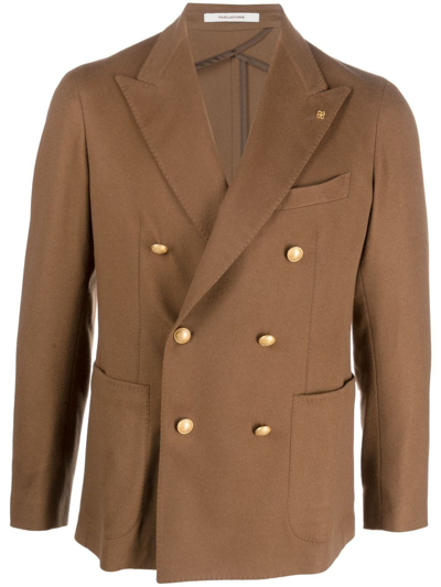 Tagliatore Double Breasted Jacket In Brown