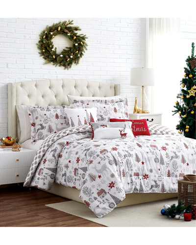 Southshore Fine Linens Holly Jolly Lane Oversized Reversible Comforter Set In Green