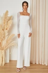 Lulus Lovingly Yours White Mesh Long Sleeve Jumpsuit In White