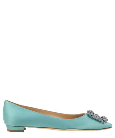 Manolo Blahnik Hangisiflat Ballet Flats In Green