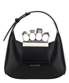 Alexander Mcqueen Mini Jewelled Leather Hobo In Black