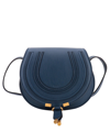 Chloé Marcie Mini Saddle Suede Crossbody Bag In Blue