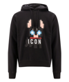 Dsquared2 Cotton Hooded Sweatshirt With Graphic Print In Black