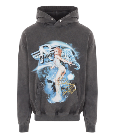 Represent Illustration-print Washed Cotton Hoodie In Grey