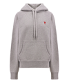 Ami Alexandre Mattiussi Ami De Coeur Organic Cotton Hoodie In Grey