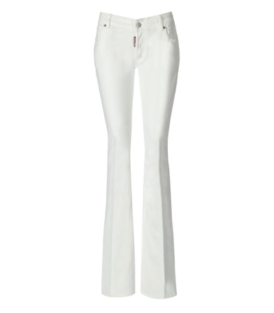 Dsquared2 Logo Patch Baggy Trousers In White
