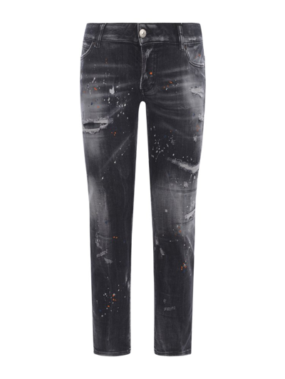 Dsquared2 Paint Splatter Effect Cropped Jeans In Black