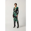 Joseph Ribkoff Abstract Print Wrap Dress In Black Multi