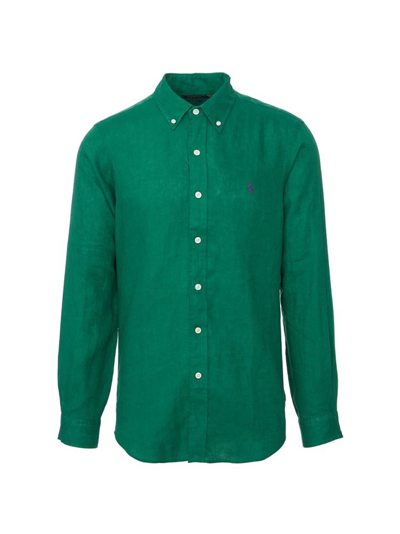 Polo Ralph Lauren Pony Embroidered Buttoned Shirt In Green