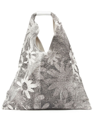 Mm6 Maison Margiela Japanese Floral-print Tote Bag In White