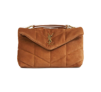 Saint Laurent Puffer Toy Quilted Shoulder Bag In Braun