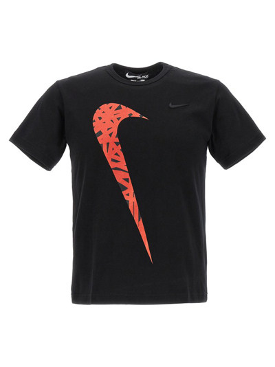 Black Comme Des Garçons X Nike Logo印花棉t恤 In Black