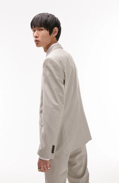 Topman Slim Linen Blend Suit Jacket In Stone-neutral