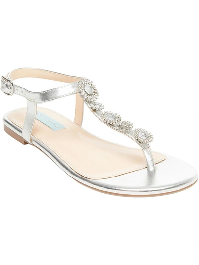 Betsey Johnson Alta Womens Embellished Metallic Ankle Strap In Silver