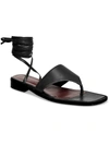 Staud Alexandre Leather Lace-up Thong Sandals In Black