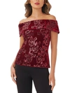 ADRIANNA PAPELL WOMENS VELVET SEQUINED PULLOVER TOP