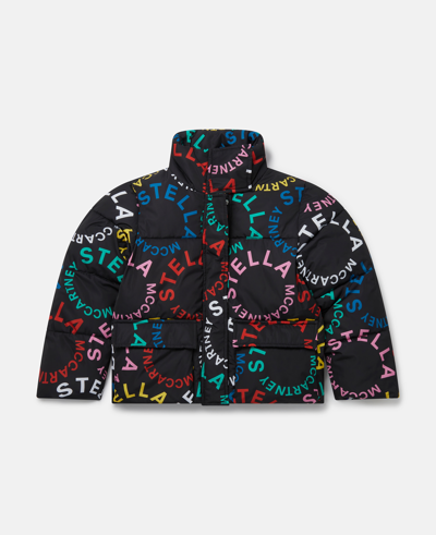 Stella Mccartney Circular Logo Hooded Jacket In Black Multicolour