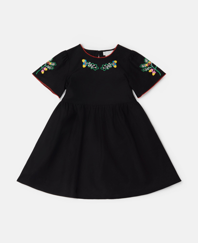 Stella Mccartney Folk Flower Embroidery Dress In Black