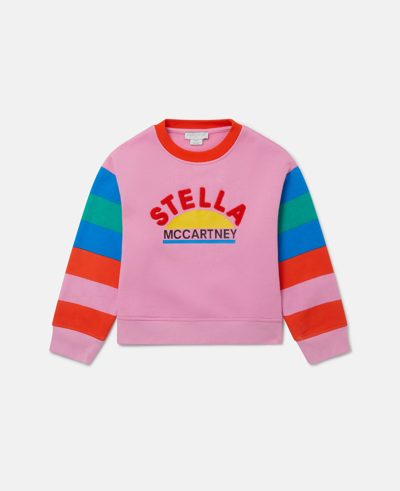 Stella Mccartney Logo Striped Sleeve Sweatshirt In Pink