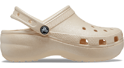 Crocs Classic Platform Shimmer Clog In Vanilla