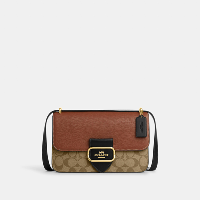 Coach, Bags, New Coach Mini Rowan File Bag In Purple Brown Orange  Colorblock Signature Canvas