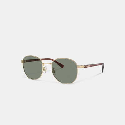 Coach Metal Round Sunglasses In Green